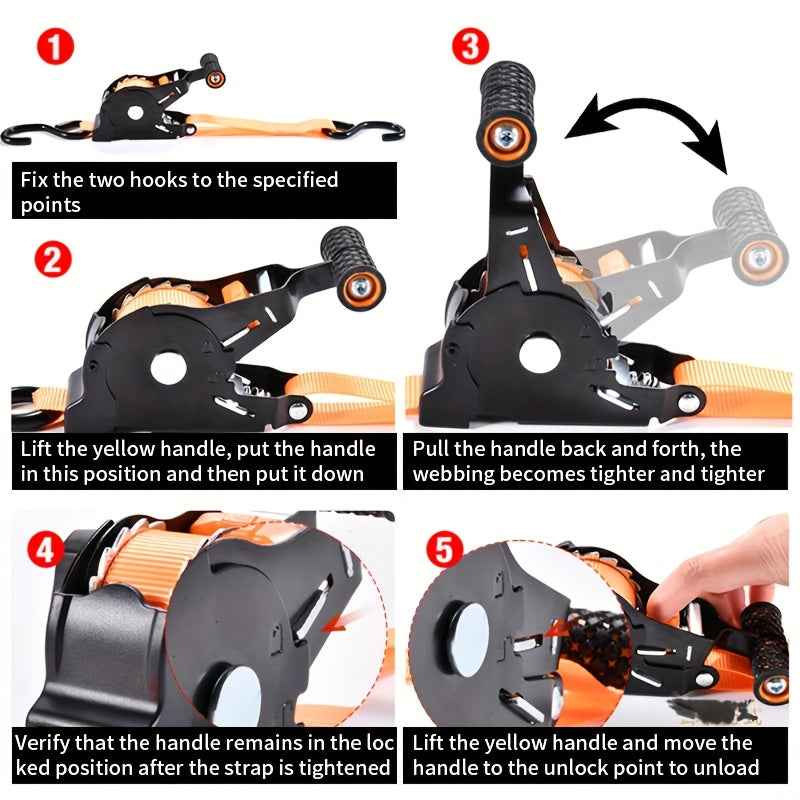 Heavy Duty Retractable Cargo Straps by Snagg A Ratchet Strap