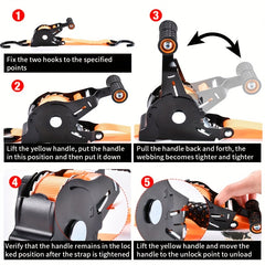 Heavy Duty Retractable Cargo Straps by Snagg A Ratchet Strap