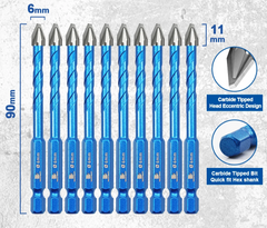 10 Pcs Hex Drill Bit Set 6/8/10mm Carbide Masonry Multifunction Drill Bit