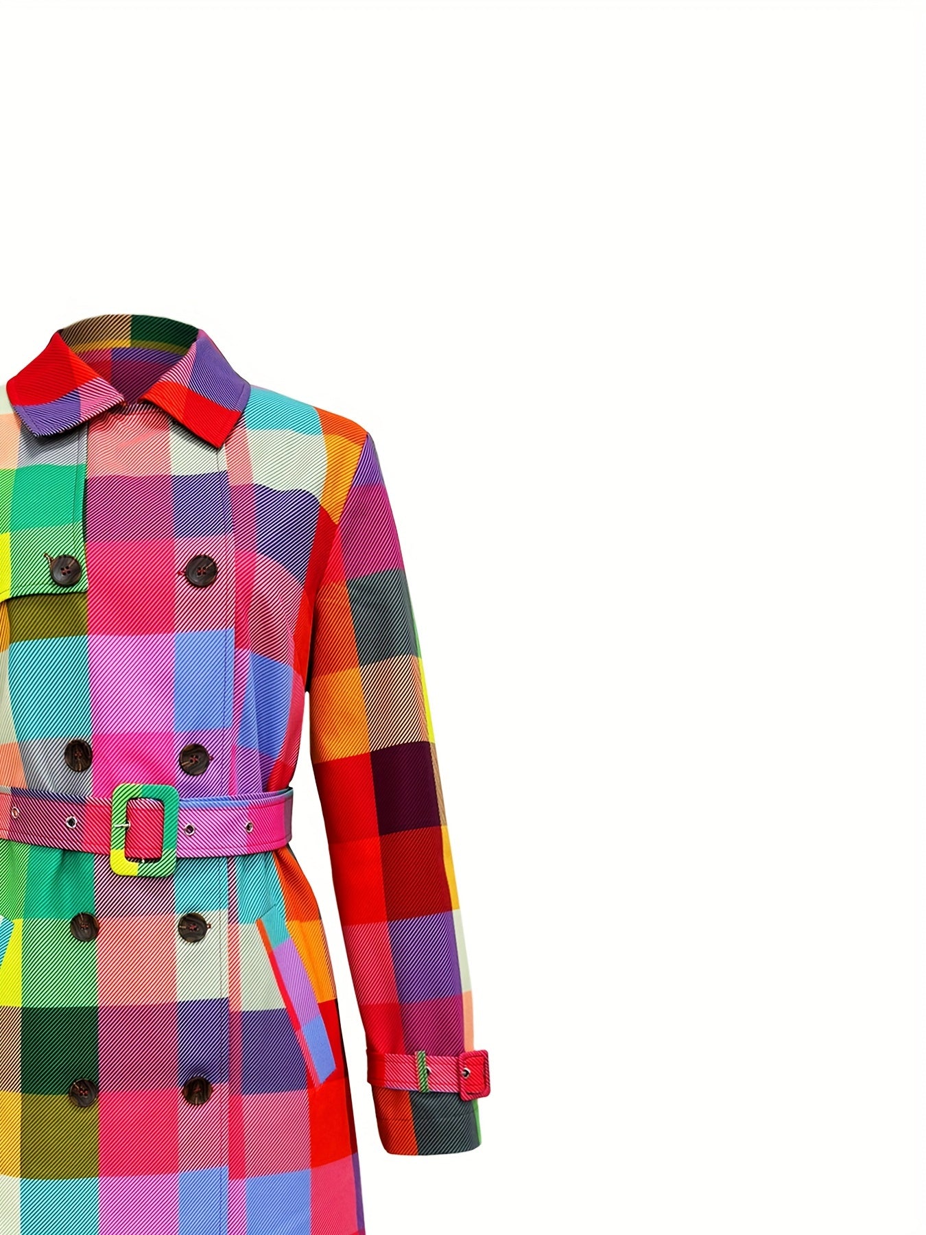 Women’s Plaid Print Trench Coat with Belt by Snagg A Jacket