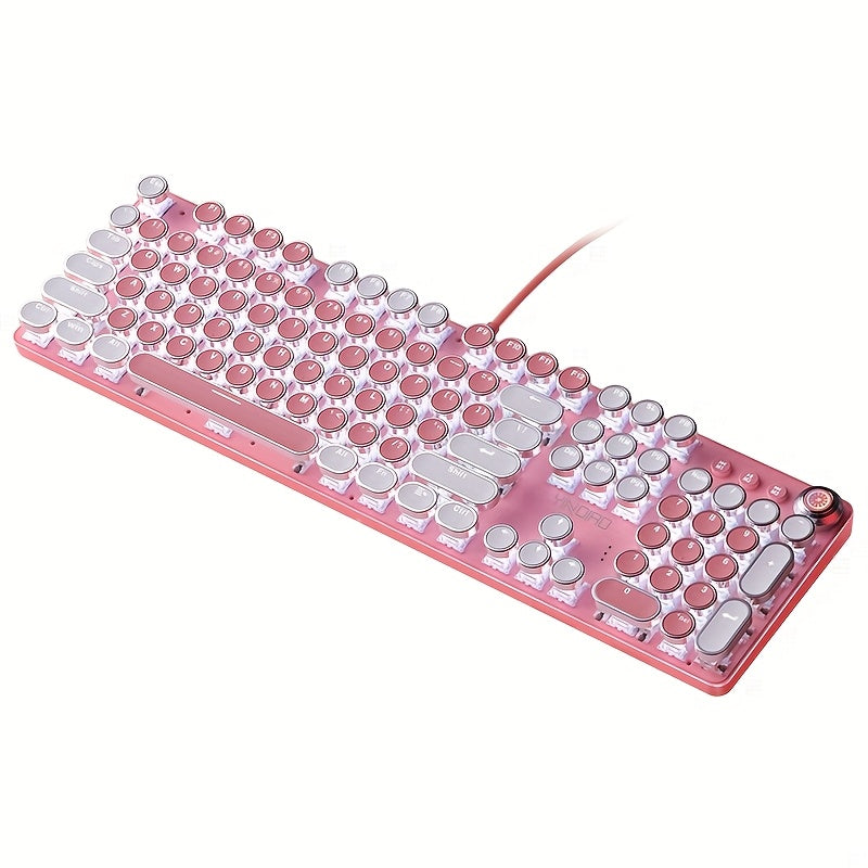 Pink Mechanical Keyboard – Retro Punk Keycaps with Blue Switches by Snagg A Keyboard
