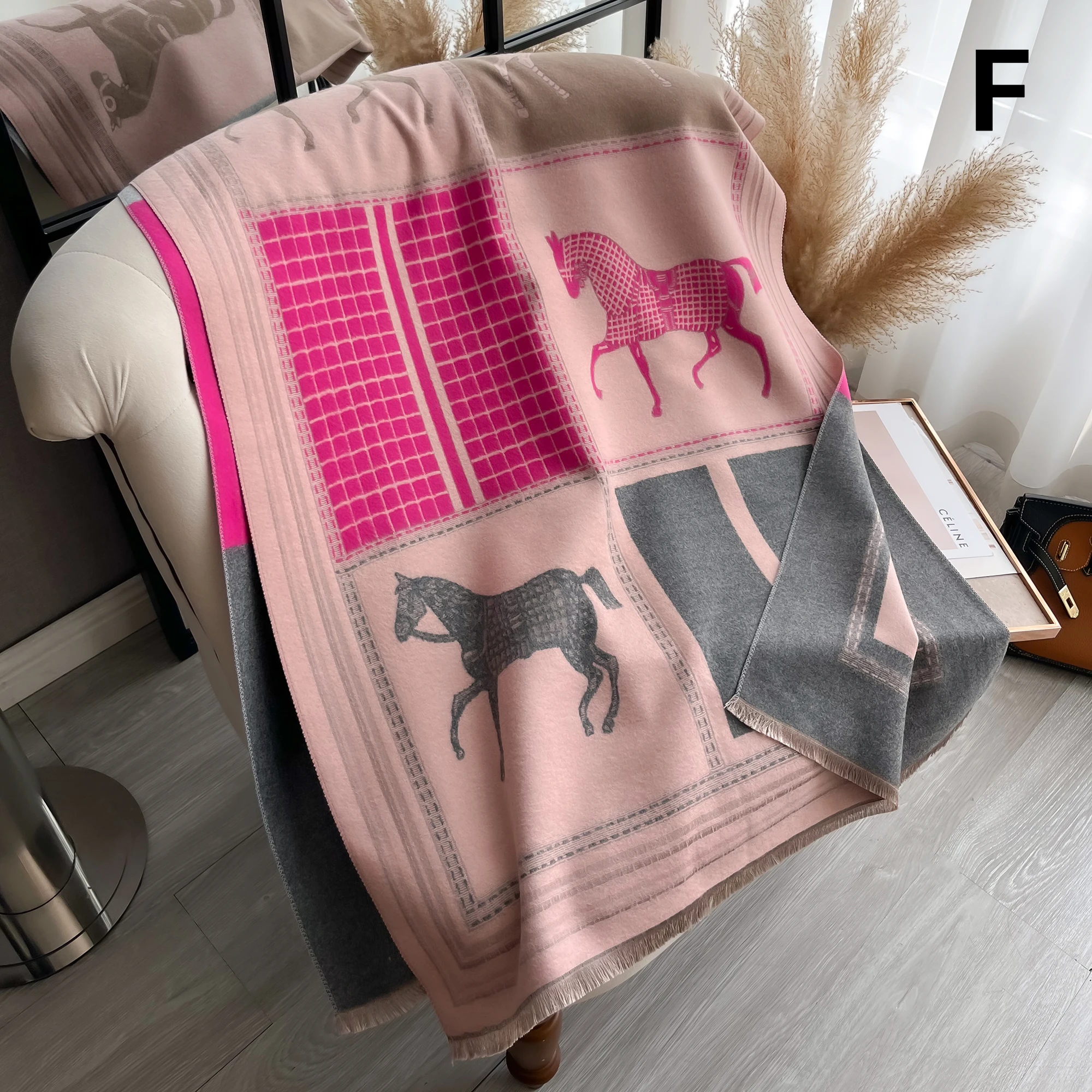 Luxury Horse Print Cashmere Feel Scarf For Women - F - Others In Fashion