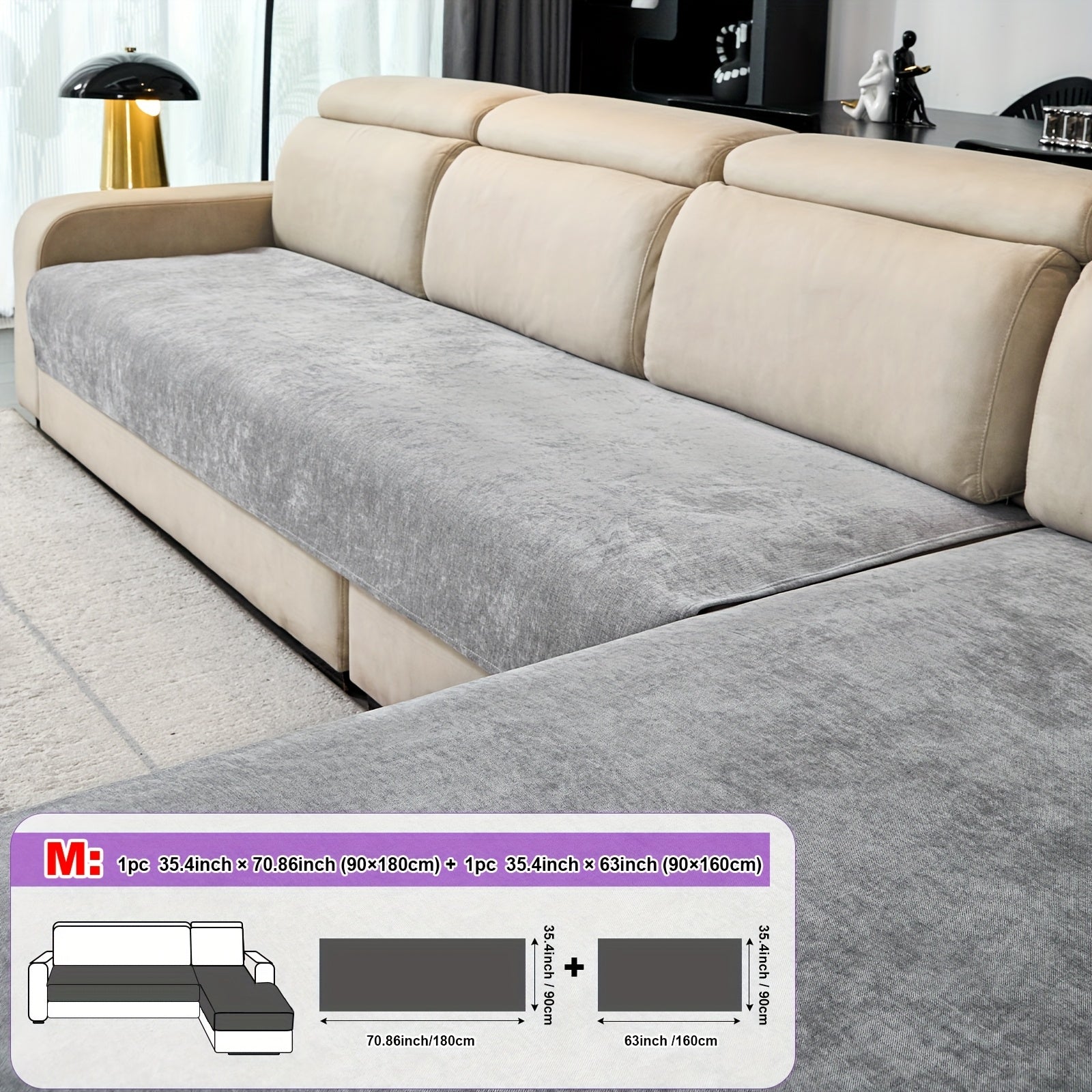 2pcs Yanmo Chenille L-Shaped Sofa Cover by Snagg A Sofa Cover