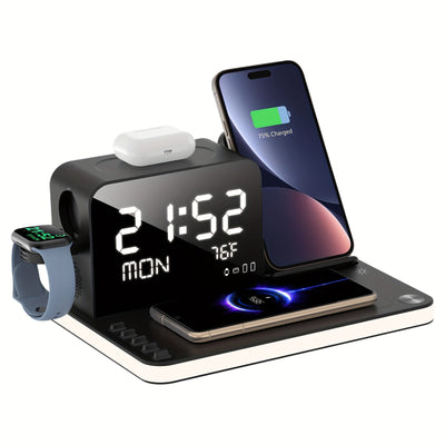 7 in 1 Dual Phone Wireless Charging Station with Night Light & Smart Display - Apple - Hubs
