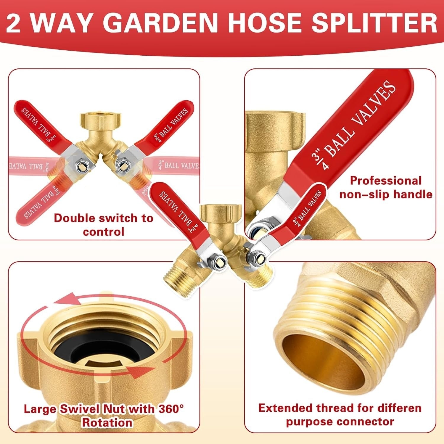 Brass Y-Valve Garden Hose Splitter – 3/4" by Snagg A Valve