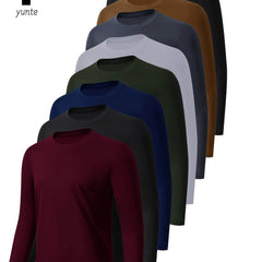 8pcs Men’s Long Sleeve Athletic Shirts – Multi-Color Quick-Dry Training Tops - SnaggIt