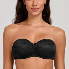 Strapless Minimizer Bra | Sheer Lace Bandeau Underwire No Padding See-Through