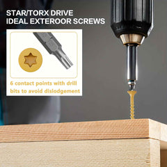 400 Pcs Deck Screw Kit — Rustproof Epoxy-Coated #8/#9/#10 Star-Drive Wood Screws with T25 Bit (1.5’’–4’’)