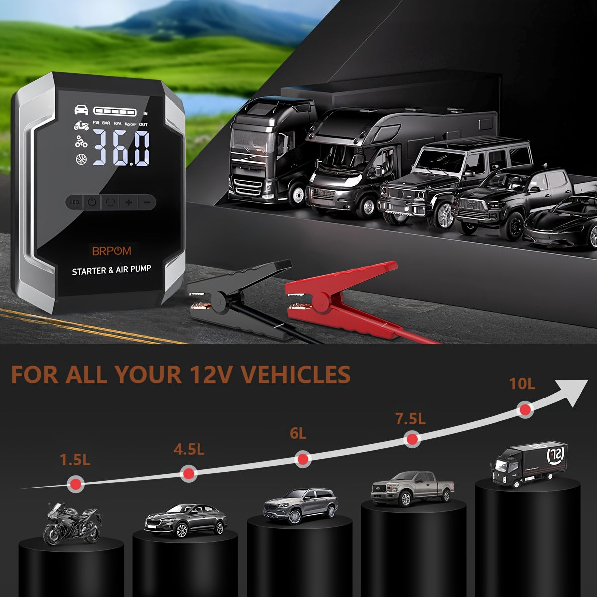 8500A Portable Car Jump Starter with Air Compressor by Snagg A Jump Starter