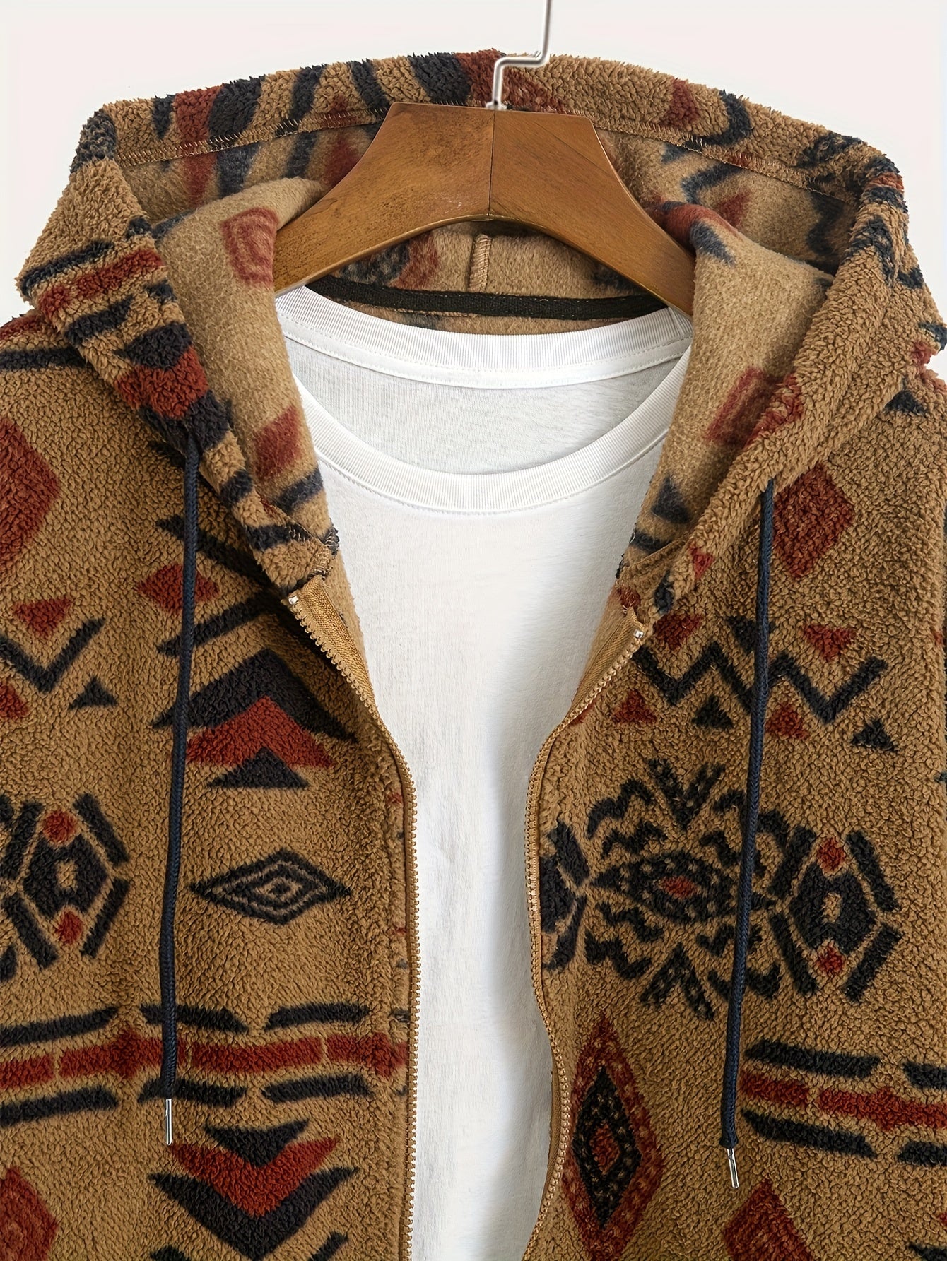 Men’s Double-Sided Ethnic Print Plush Hoodie by Snagg A Jacket