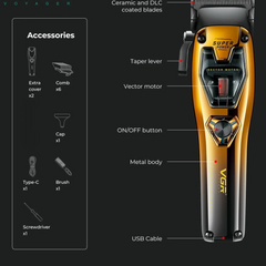 Professional 11000 RPM Vector Motor Clipper – High Velocity DLC Precision System with Modular Color Housing