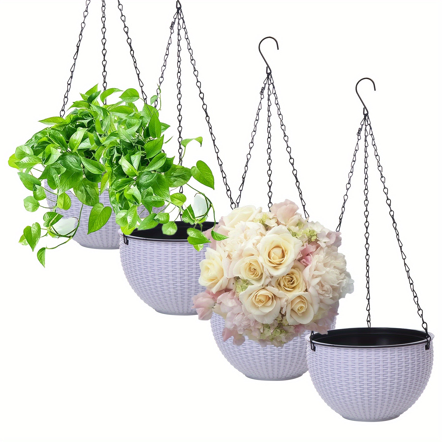 4pcs Hanging Baskets with Chains by Snagg A Pot