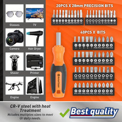 86-Piece Magnetic Screwdriver & Precision Bit Set - SnaggIt