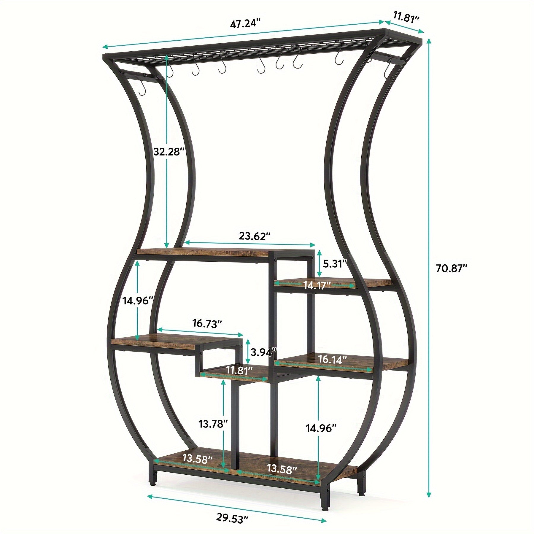 70.9" 6 Tier Plant Stand with 10 Hooks by Snagg A Rack