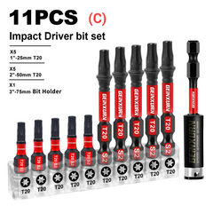 1"/2" Impact Magnetic Torx Screwdriver Bit Set – T20/T25 S2 Alloy Steel with Storage Organizer
