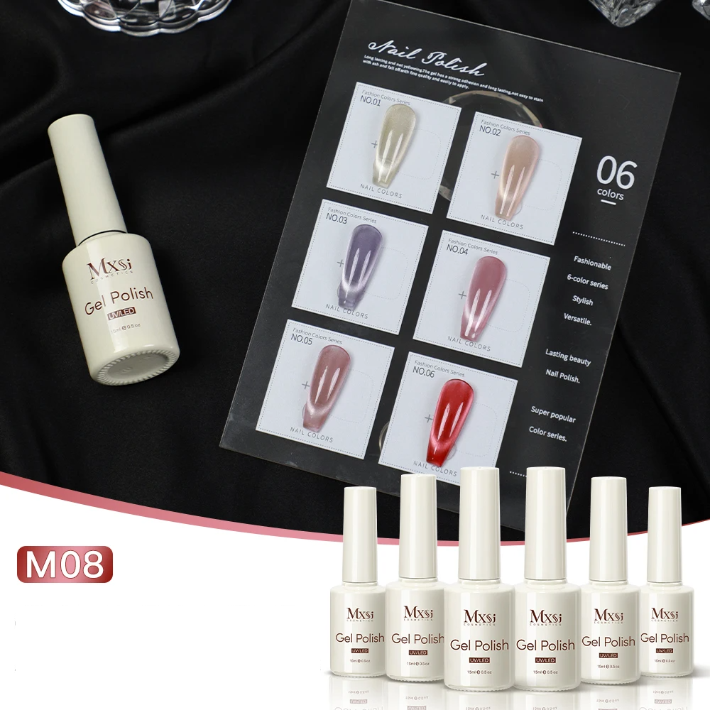 Professional 15ml Magnetic Crystal Cat Eye Gel Collection – 6 Piece High Pigment Red & Pink Reflective System