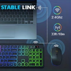 Ergonomic Wireless Keyboard & Mouse Combo for PC, Mac & Laptop by Snagg A Keyboard