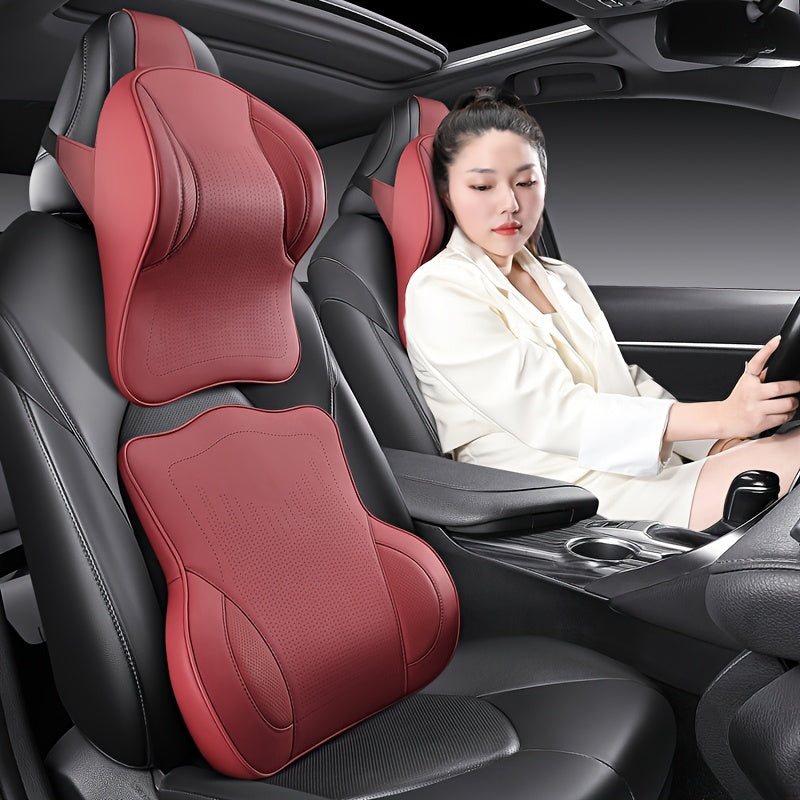 2pcs Nappa Leather Car Headrest & Lumbar Support Set by Snagg A Headrest