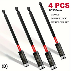 Impact Double Lock Magnetic Bit Holder Set – Universal 1/4" Extension Socket for Power & Manual Screwdrivers