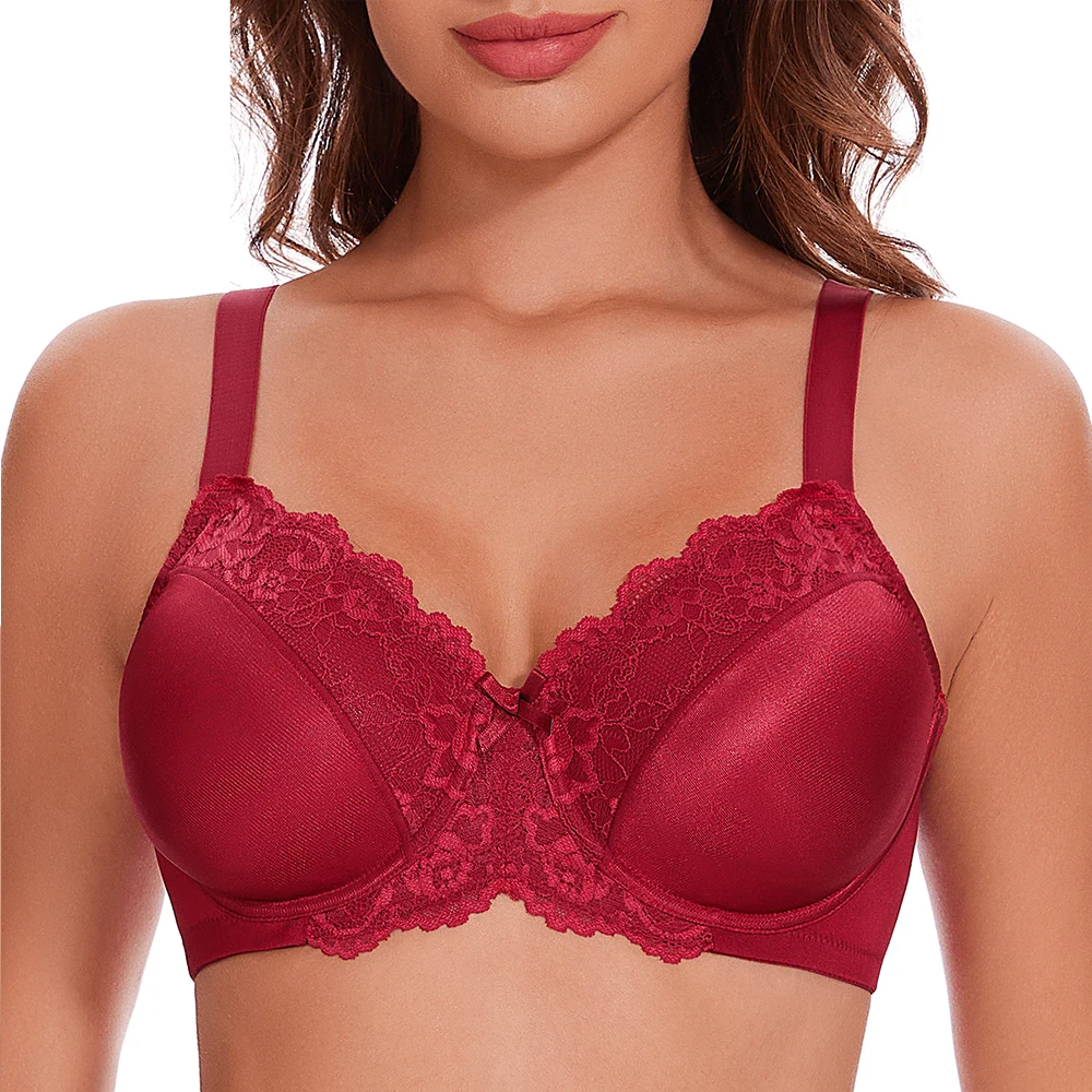 Plus Size Floral Lace Minimizer Bra | Underwire Full Coverage Non-Padded All-Day Wear