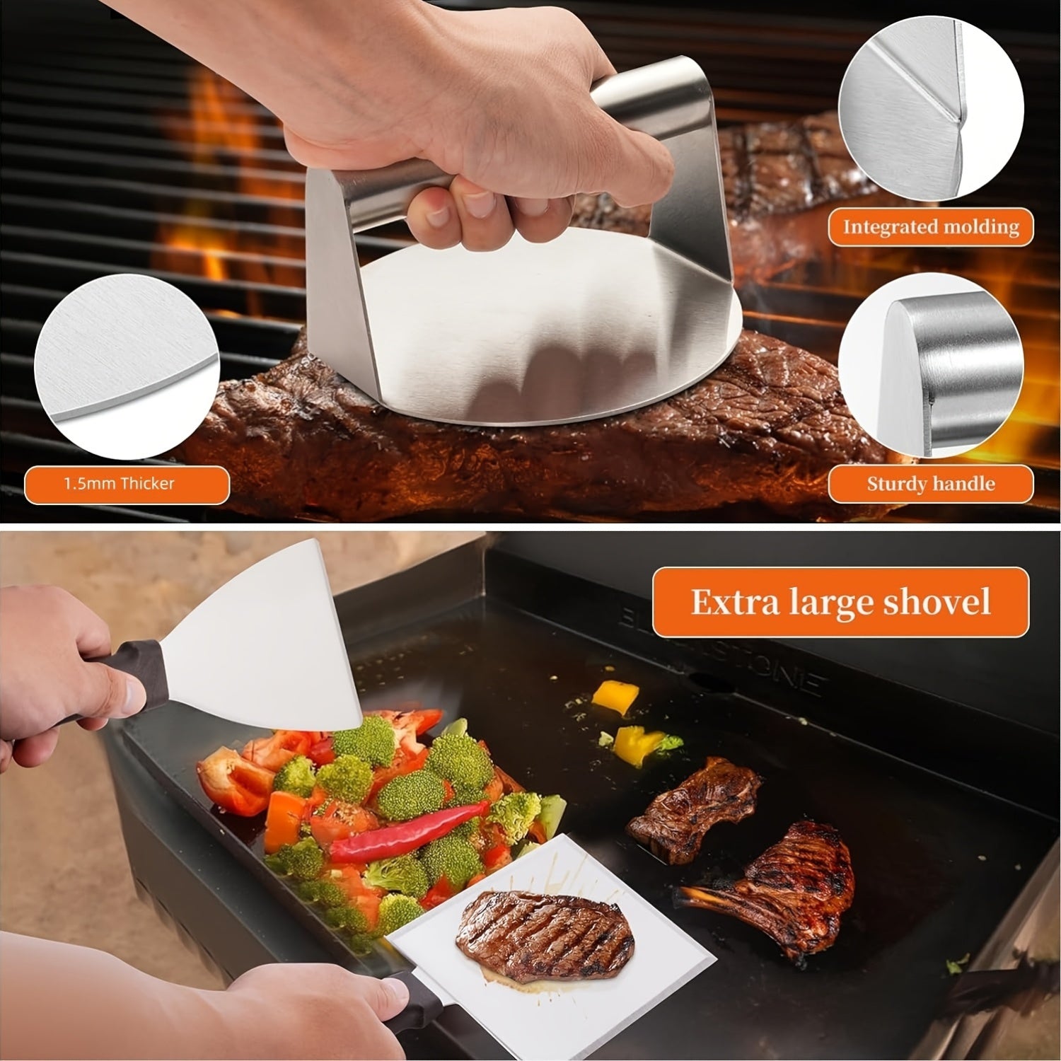 18 Piece Stainless Steel Flat Top Grill Accessories Set by Snagg A BBQ Tool Set