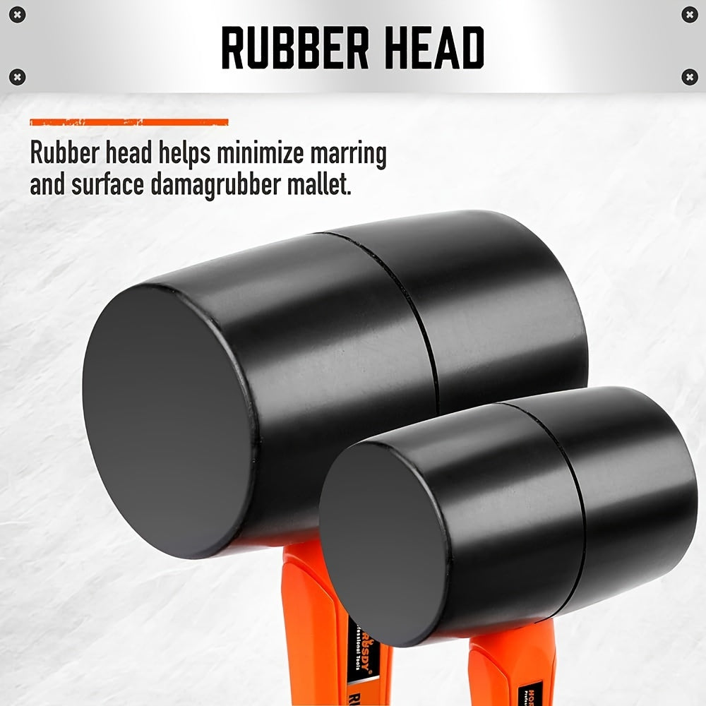 2 Pcs Rubber Mallet Hammer Set - 8oz & 16oz - General Hand Tools