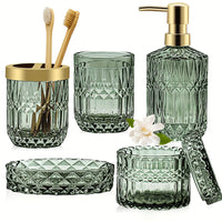 5 Pcs Luxury Glass Bathroom Accessory Set by Snagg A Bathroom Set