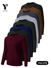 8pcs Men’s Long Sleeve Athletic Shirts – Multi-Color Quick-Dry Training Tops - SnaggIt