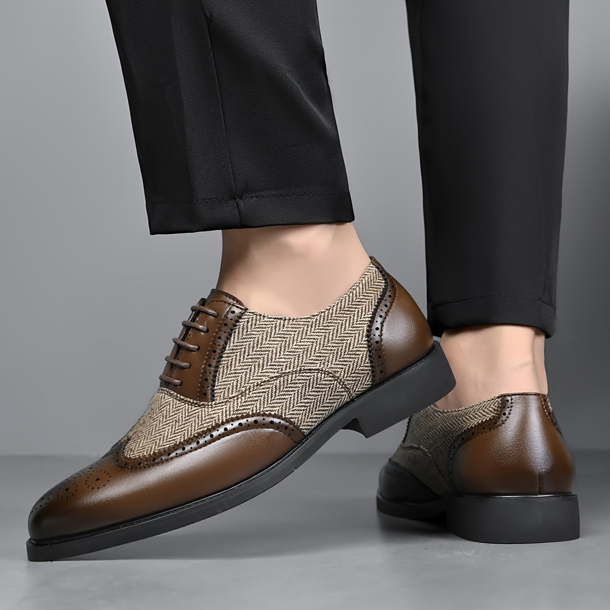 Men’s Casual Business Brogue Oxfords Classic Lace-Up Dress Shoes by Snagg A Shoes