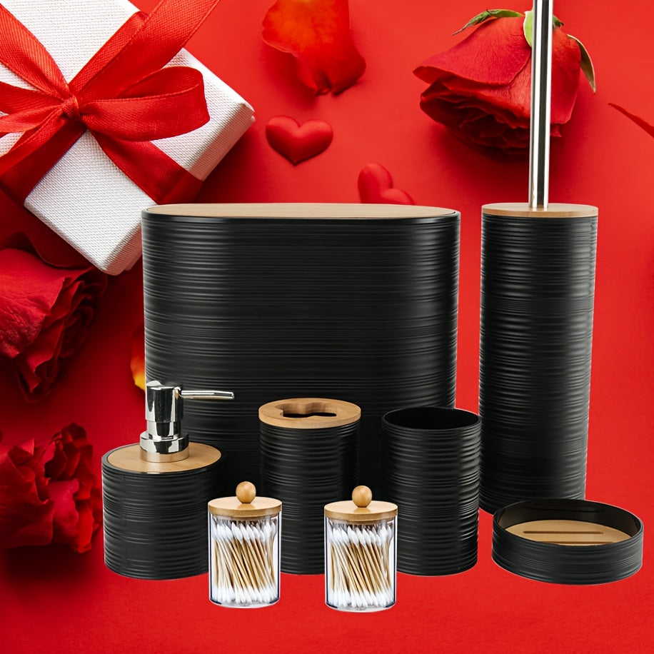 8 Pcs Bamboo Bathroom Accessory Set by Snagg A Bathroom Set