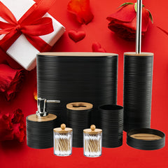 8 Pcs Bamboo Bathroom Accessory Set by Snagg A Bathroom Set