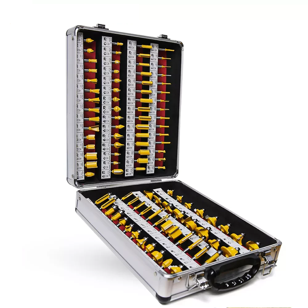 100-Piece 1/4" Shank Tungsten Carbide Router Bit Set – Woodworking Milling Cutter