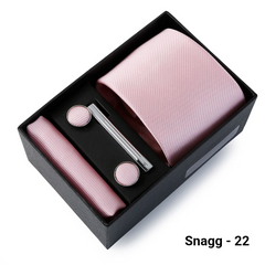 Luxury Men’s Tie Set Solid Colour Slim Necktie Hanky Cufflinks & Clip - Snagg - 22 - Others In Fashion