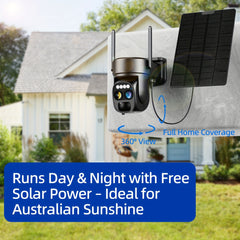 2K Solar Solar Powered WiFi Security Camera – 10X Zoom, 360° View by Snagg An Outdoor Camera