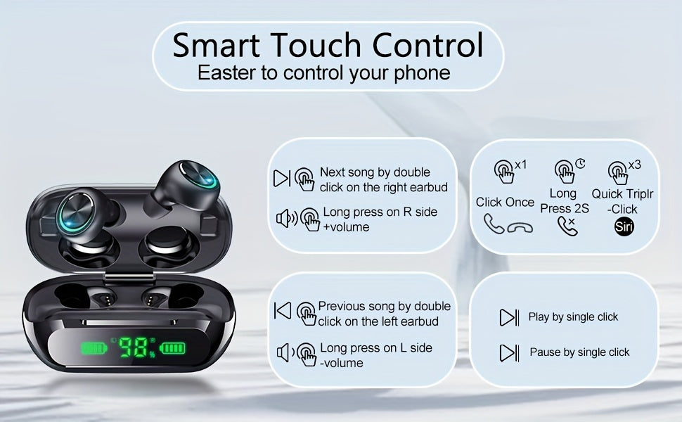 Wireless 5.3 Earbuds | In-Ear Headphones with Charging Case (200H Playtime) by Snagg An EarBud