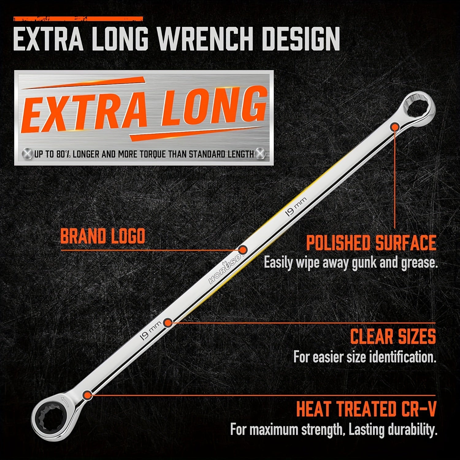 9-Piece Extra Long Ratchet Spanner Set