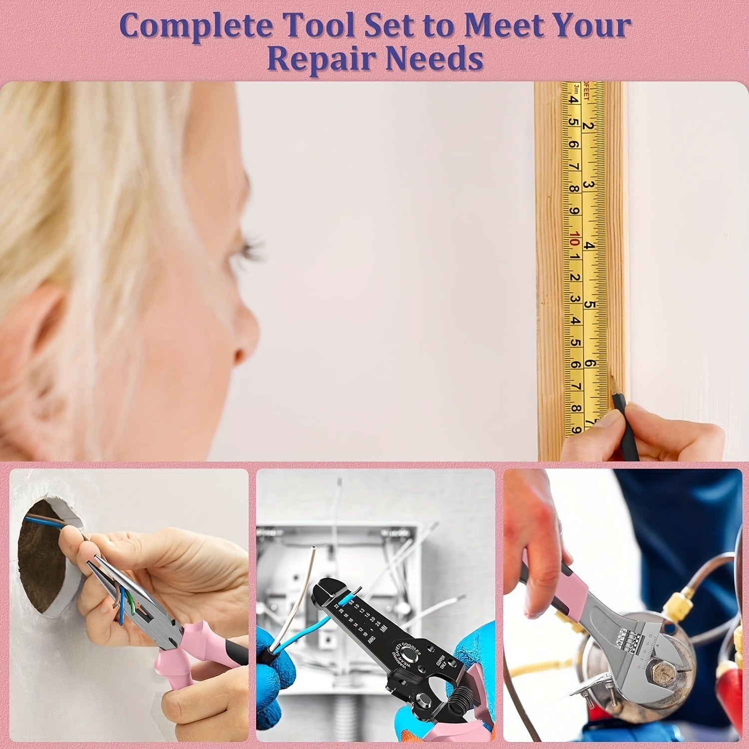280-Piece Pink Home Tool Kit