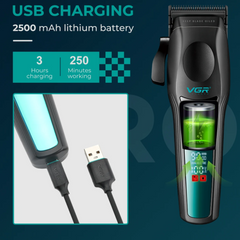 Professional High End Metal Series Hair Clipper – 2500mAh Titanium Alloy Precision Trimmer with Intelligent LCD Display