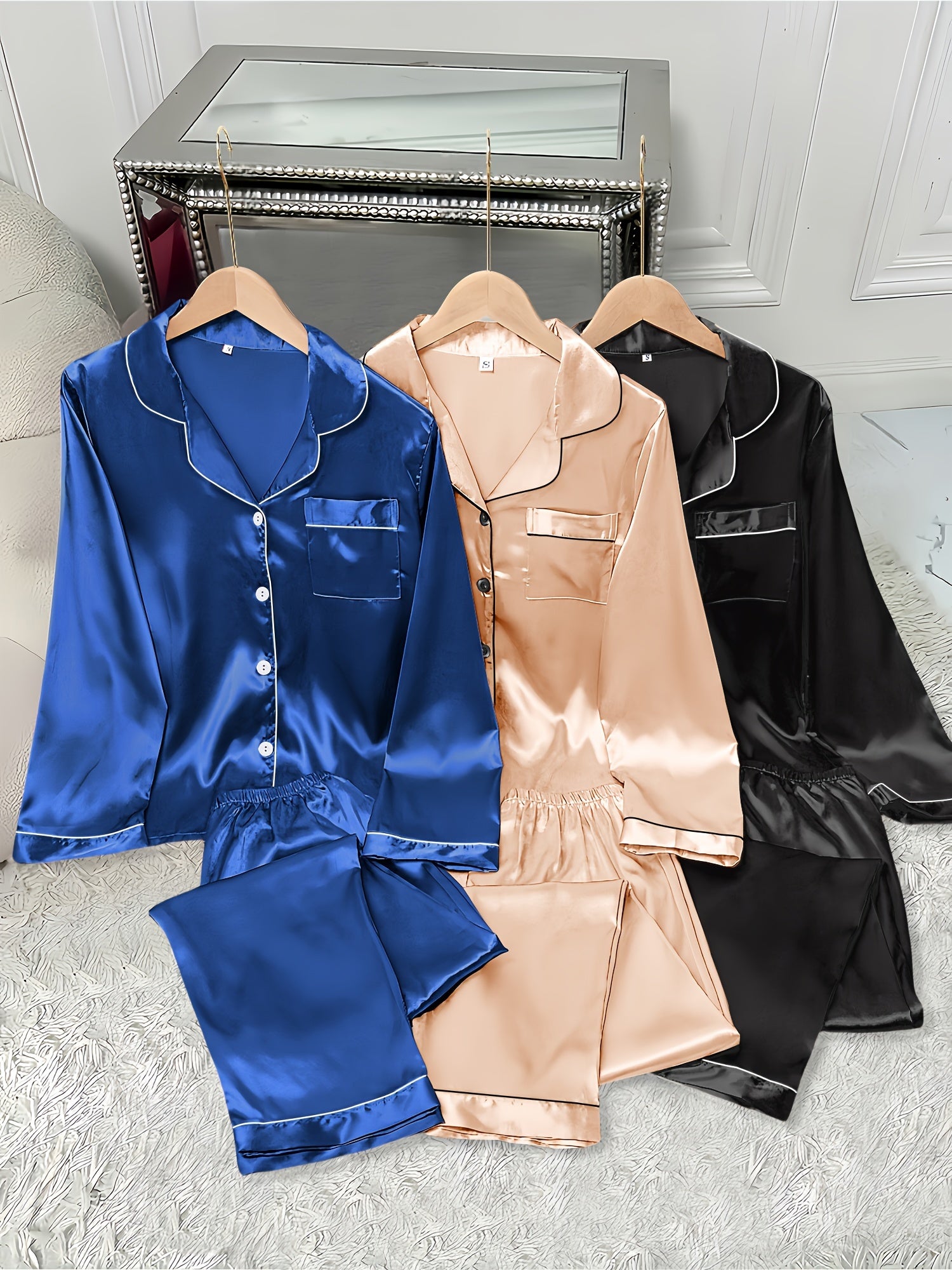 Women’s 3-Piece Satin Pajama Set by Snagg A Pajama