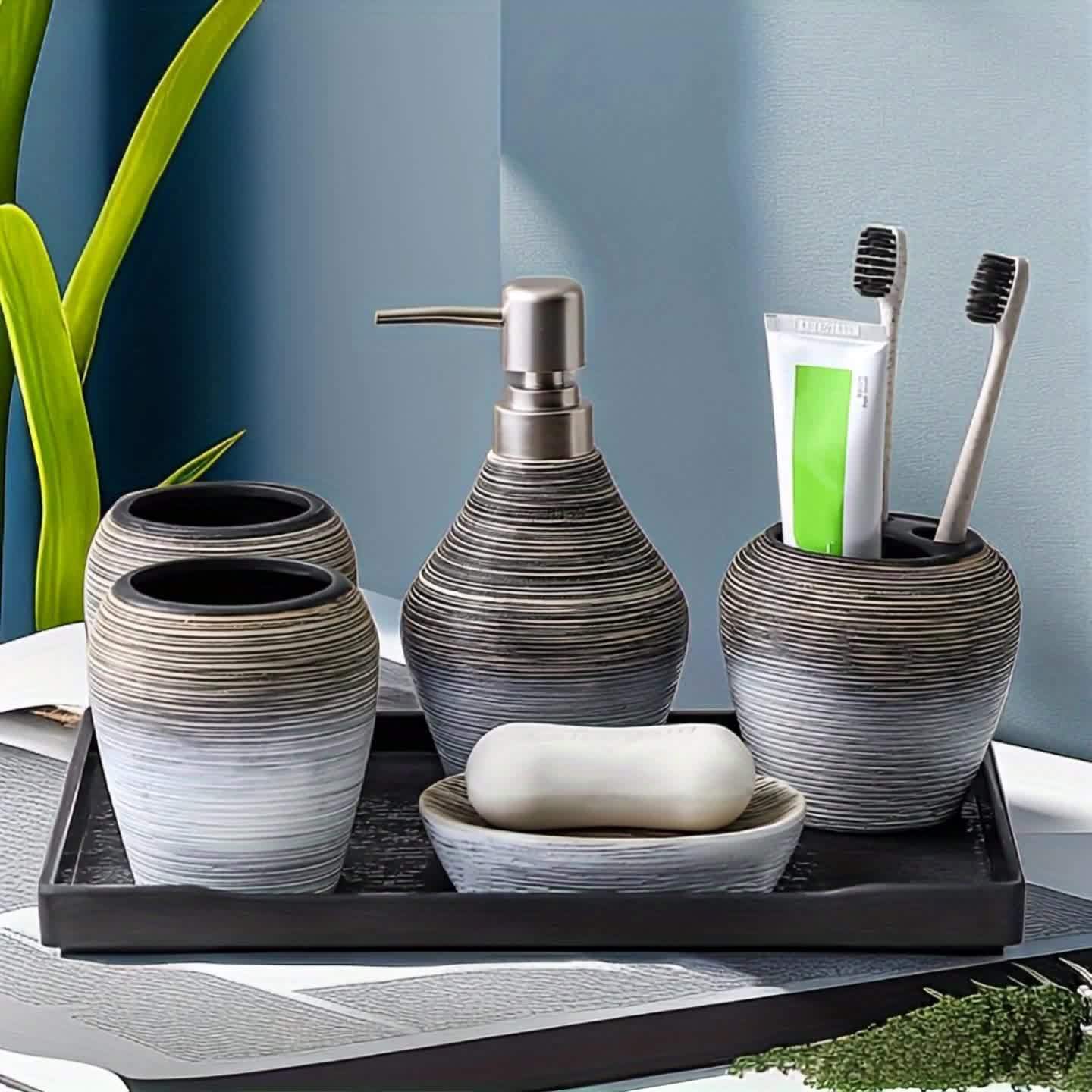 5pcs Ceramic Bathroom Set by Snagg A Bathroom Set
