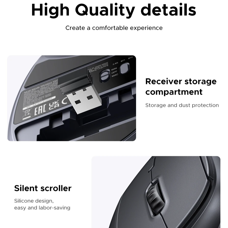 Vertical Wireless Mouse – 2.4G Ergonomic Design with 4000 DPI for PC, Laptop & Tablet by Snagg A Gaming Mouse
