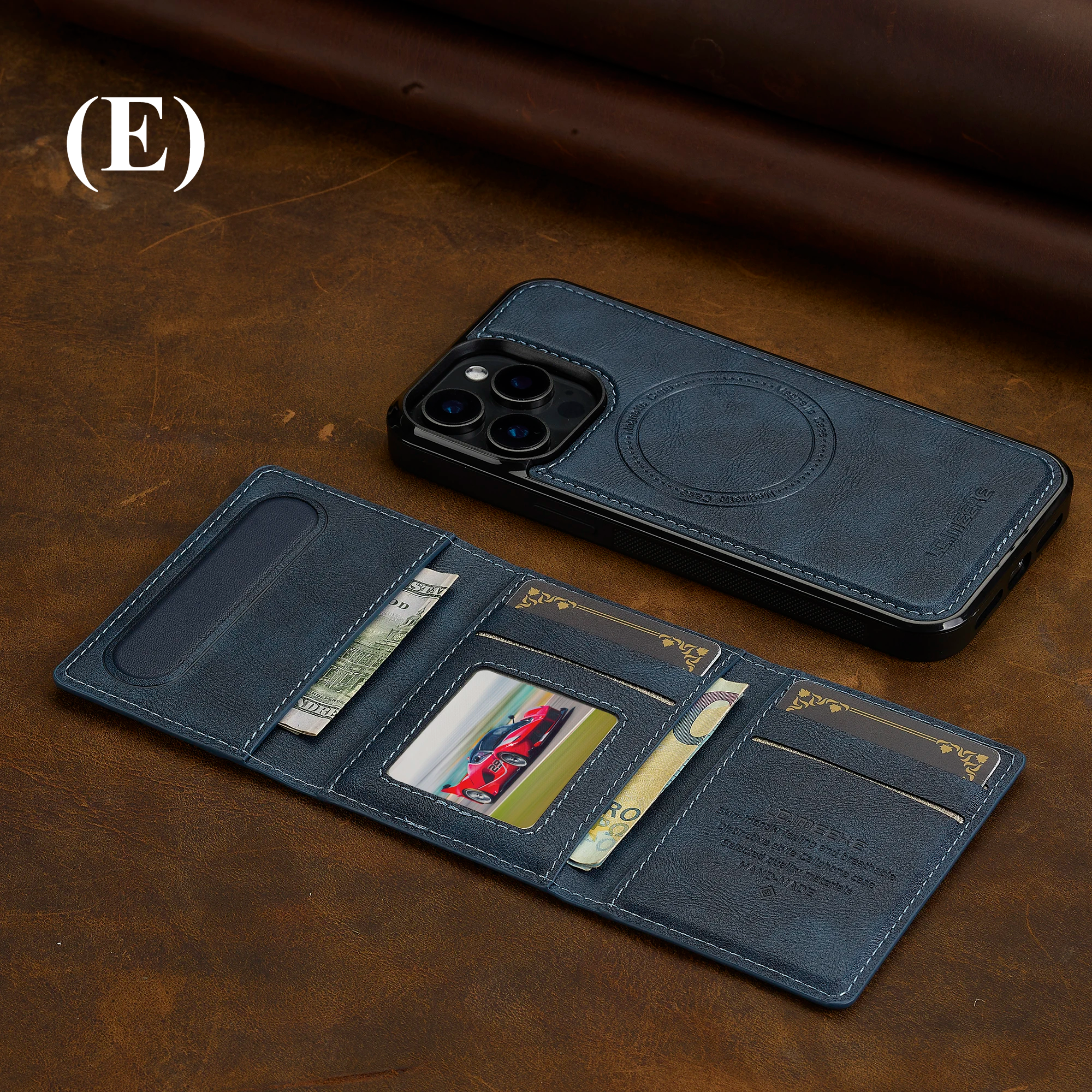 2 in 1 Detachable Magnetic Leather Case – for iPhone 15 Series - E - Blue / For 15Pro Max - Phone Cases & Covers