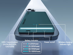 10000mAh Wireless Magnetic Power Bank Battery Pack, by Snagg A Power Bank