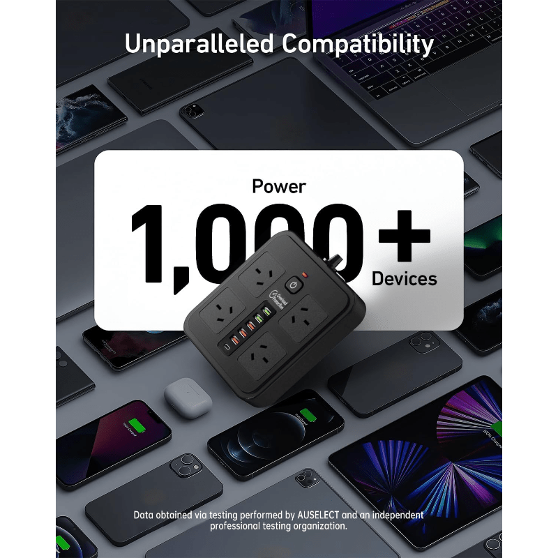 10 in 1 Powerboard with USB-C Surge Protector Extension Cord (1.8m) by Snagg An Extension Cable