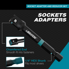 20PCS 1/4" 3/8" 1/2" Impact Socket Adapters, Reducers & Universal Joints Set