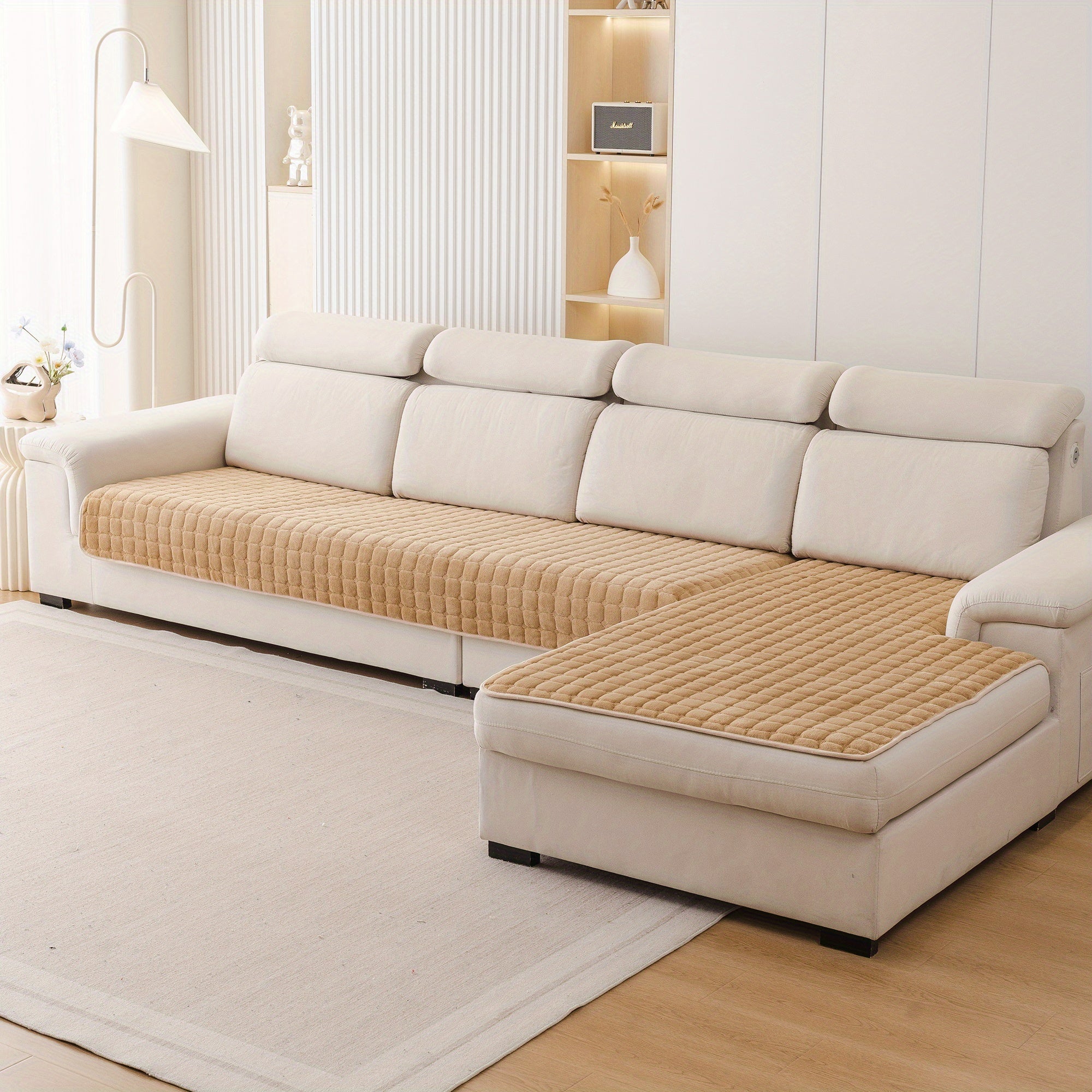 2pcs Elegant Quilted Flannel Sofa Cover Set by Snagg A Sofa Cover