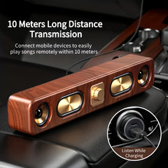 Retro Wood Grain Soundbar – Dual Wireless Speakers with USB, Card Slot & Mic Input by Snagg A Portable Speaker