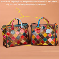 Multicolor Plaid Leather Tote Bag by Snagg A Bag