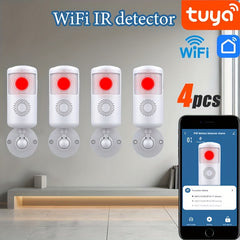 4 Pack Smart WiFi PIR Motion Sensors – Human Body Infrared Detectors with App Alerts by Snagg A Sensor Alarm