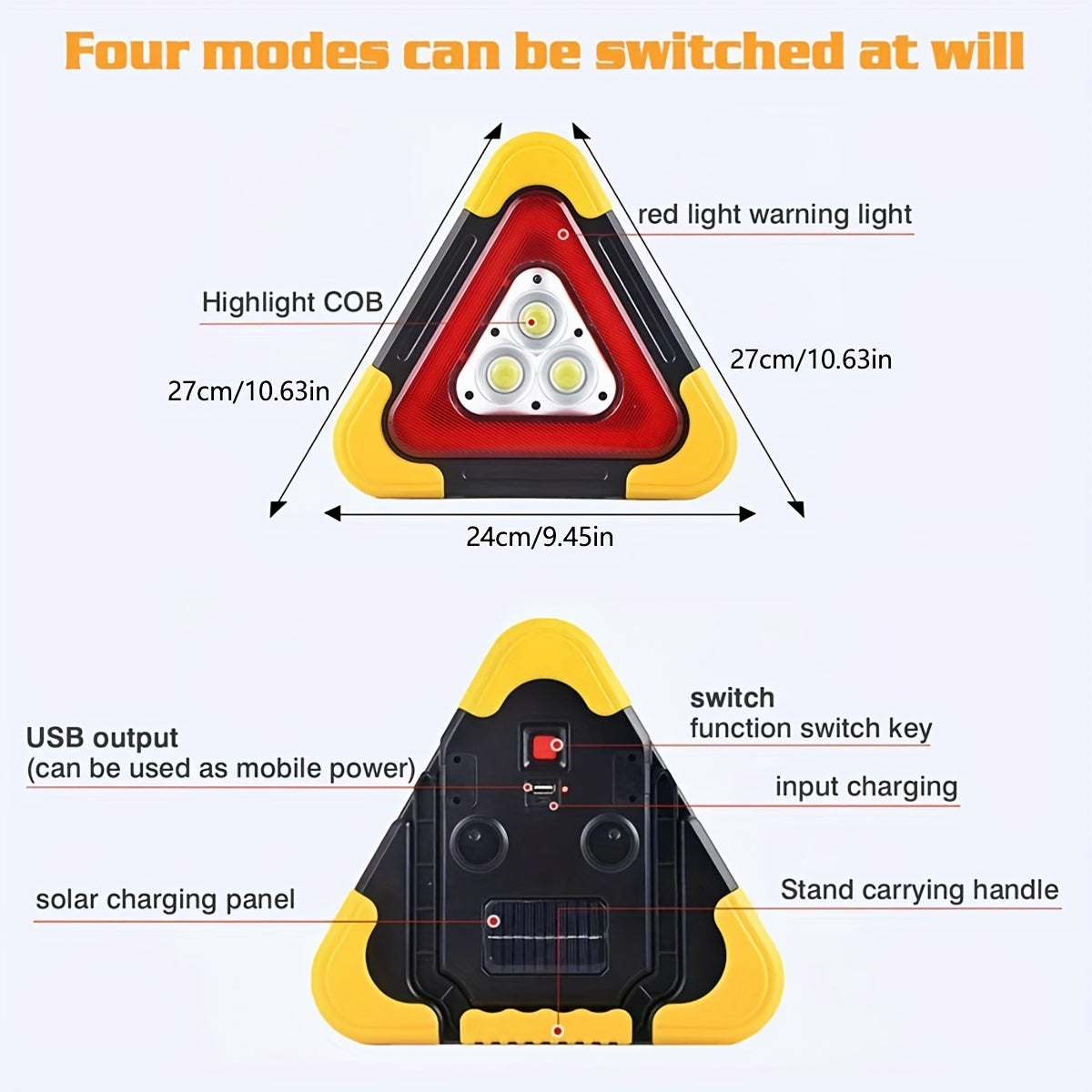 2 Pcs Portable Solar Triangle Warning Light by Snagg A Warning Light